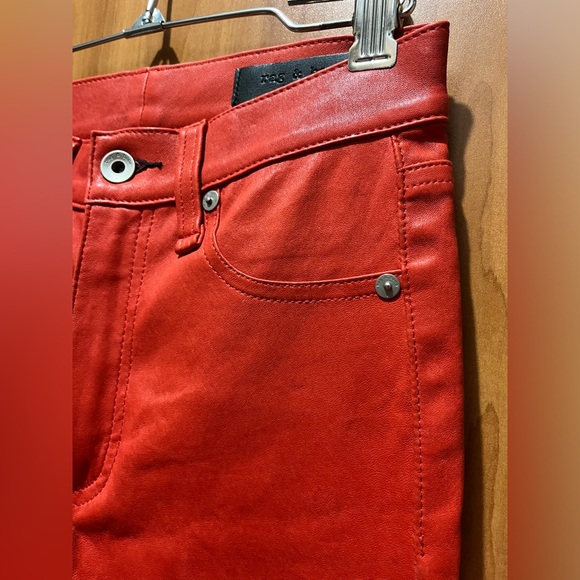Rag & Bone Women’s Red Hana Leather Pants  Size: 23. NWOT Retail For $995. Rare! - Picture 10 of 16